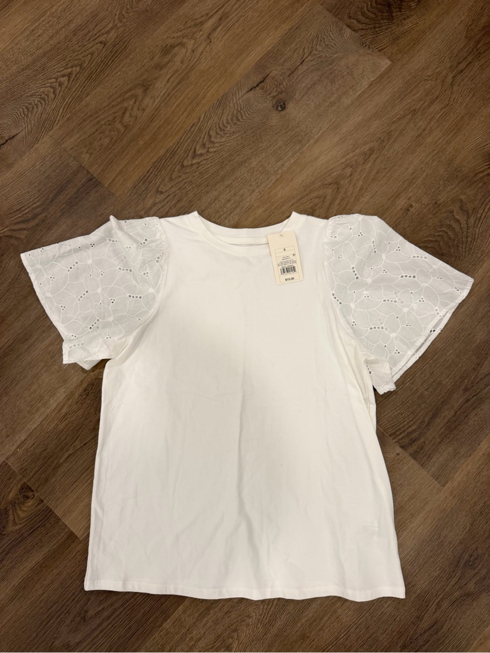 a new day White Eyelet Puff Sleeve Tee